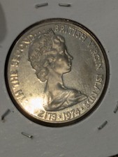 British Virgin Islands 25 Cents 1974FM (P) Copper-Nickel ( KM.#4 ) Proof