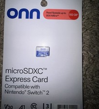 ONN Brand 512GB Micro SD XC Ex Express Card Nintendo Switch 2, 800 MB/s, Sealed