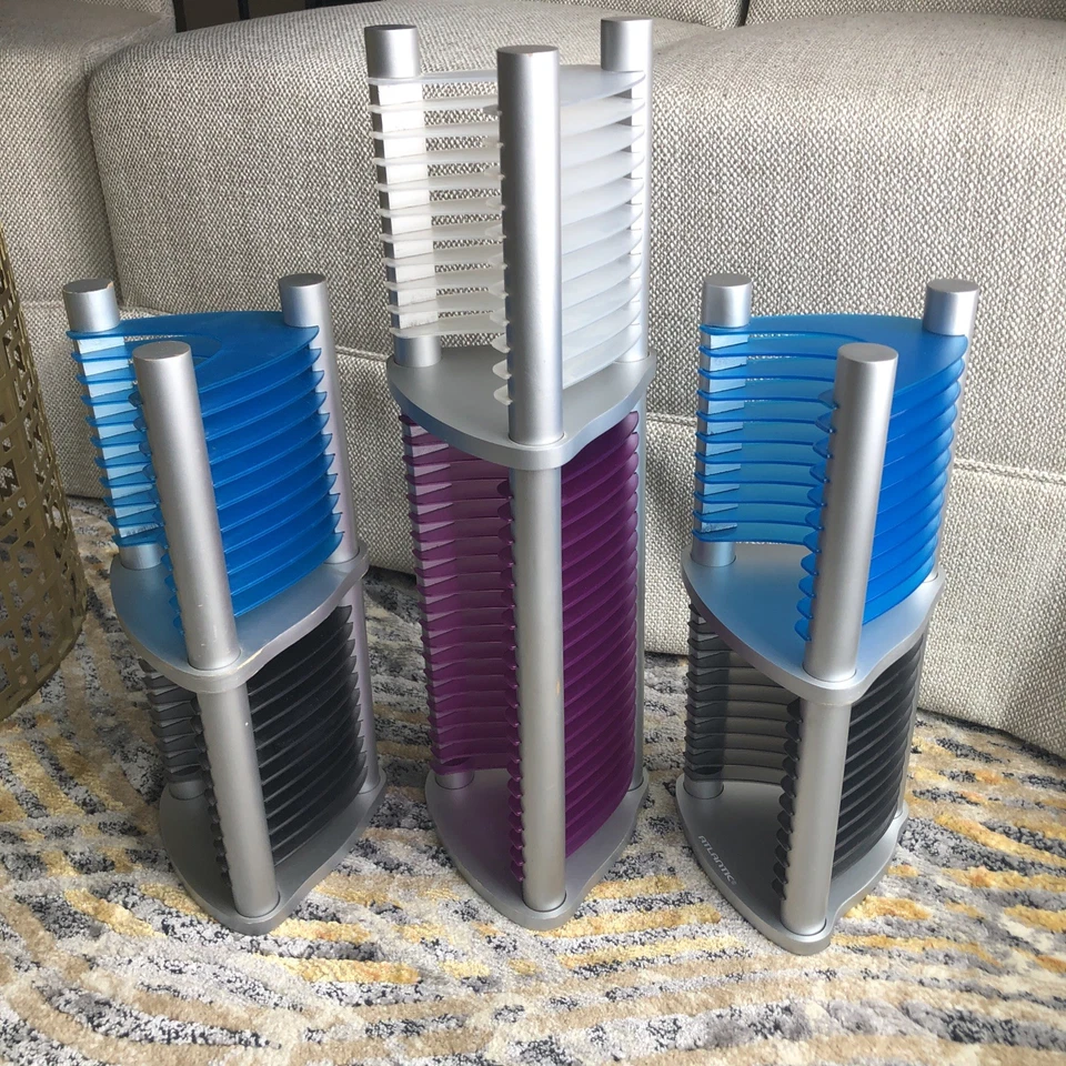 Lote organizador soporte almacenamiento torre CD Atlantic 70 de colección posmoderno años 90 Y2K Foto 2 de 4