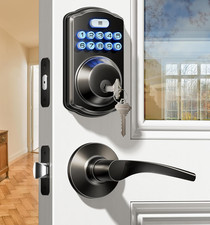 KS01B Keyless Entry Door Lock with 2 Lever Handles - Electronic Keypad Deadbolt,
