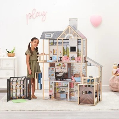 Kidkraft Dollhouse & Greenhouse Kids Playset Lakeview Villa Wooden