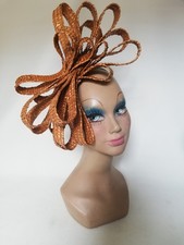 Chapeau Mariage Bibi serre-tête Cérémonie Invitée Avant-garde marron Vintage 80