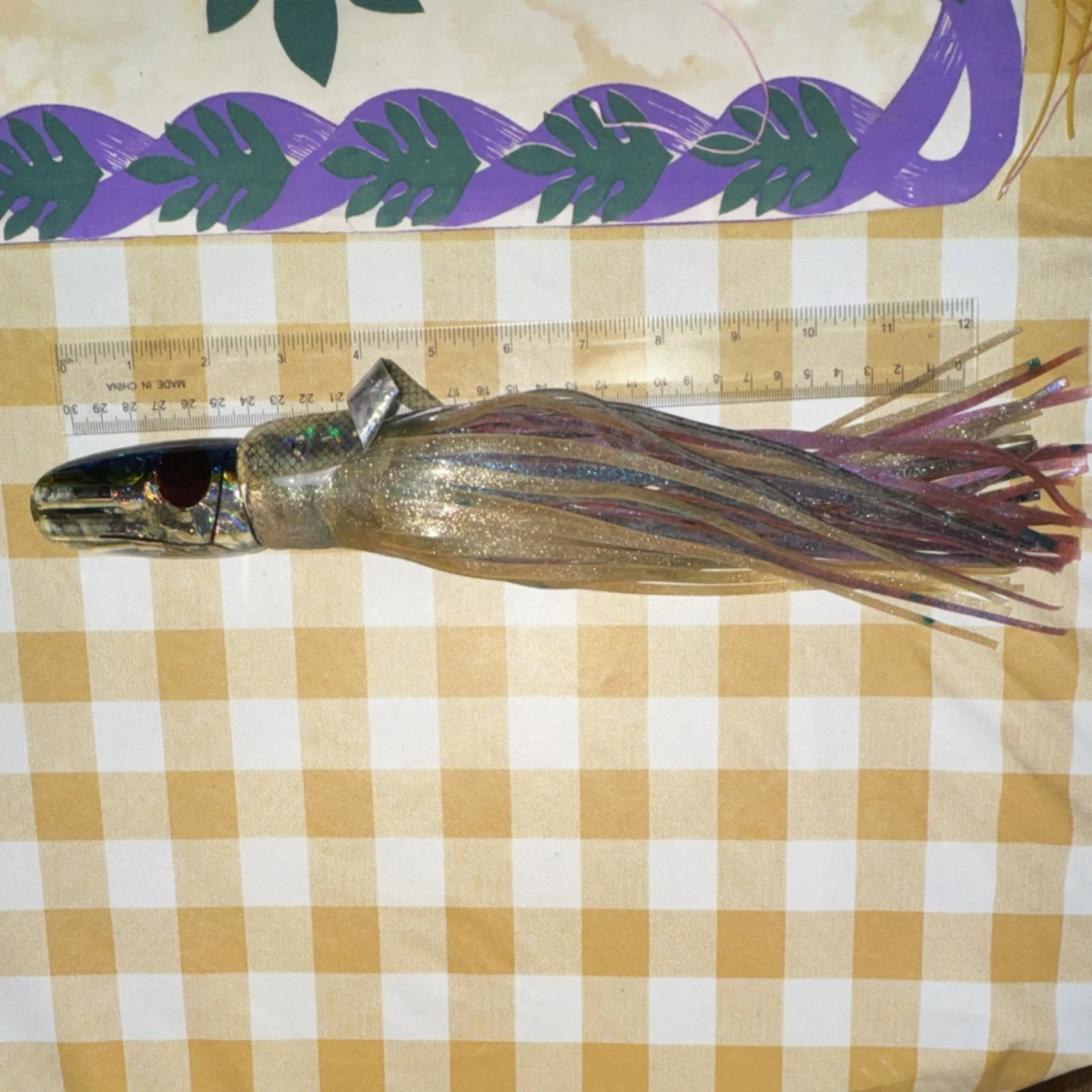 Gros Leurre De Pêche Vintage 9' Tête Plate - Pour Thon, Marlin, Mahi Mahi, Couleur Blanche