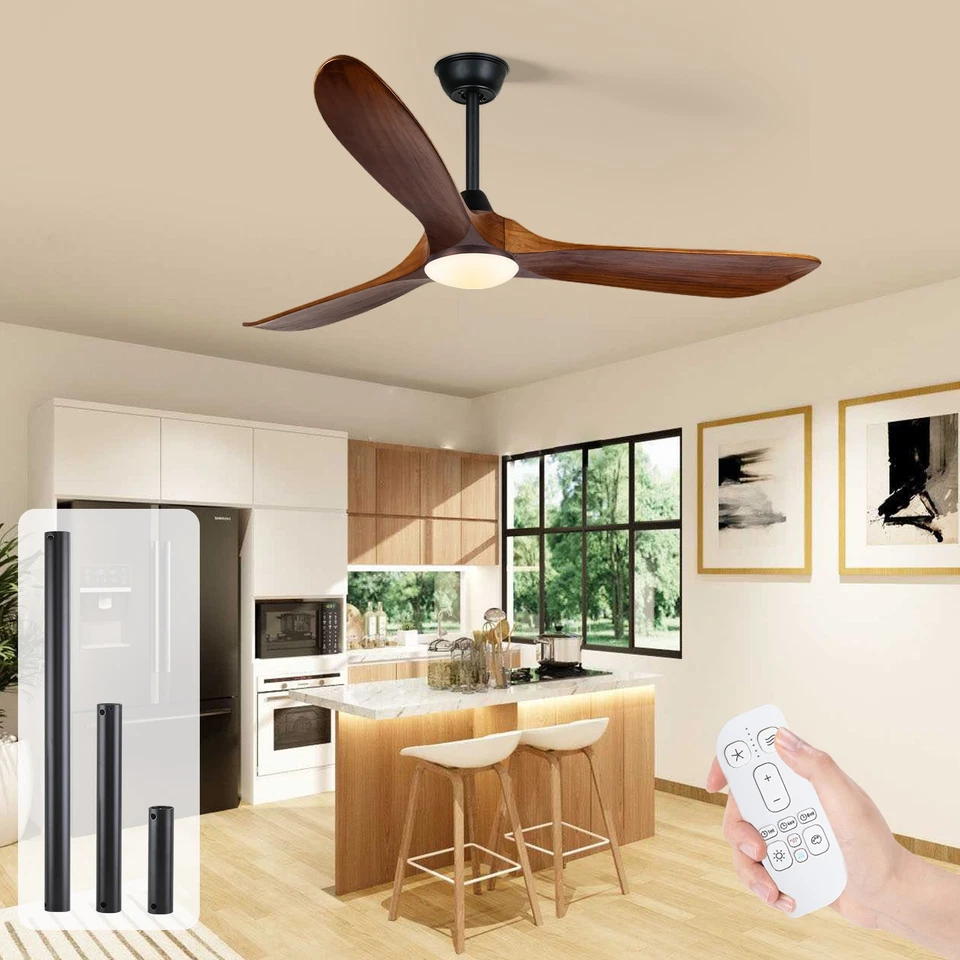 Wood Ceiling Fan with Light & Remote Quiet Reversible DC Fan Dimmable Clearance - Image 2 of 4