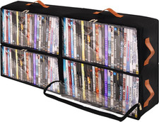 4 Pack DVD Storage Box, Stackable Oxford Fabric DVD Cases Holder with Front Zipp