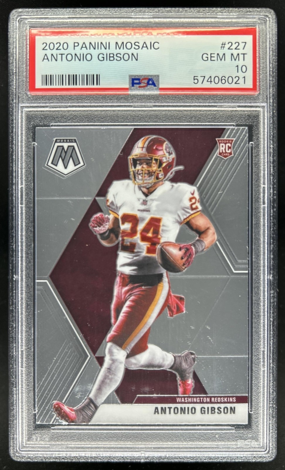 2020 Panini Mosaic Antonio Gibson RC Rookie #227 Redskins PSA 10 GEM MINT view 1