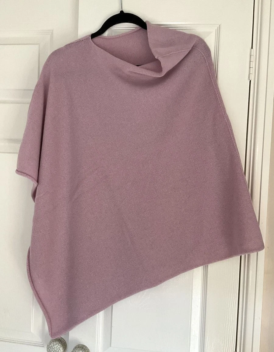 Cadenza Cashmere Wool Blend Poncho Made in Italy Vintage Rose New