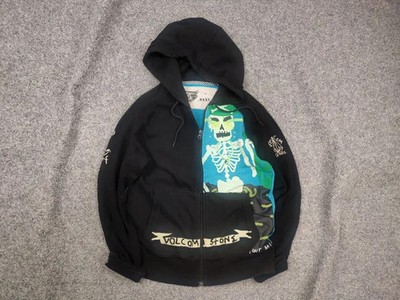 Rare Vintage Ozzie Wright featured artist volcom zip up Logo Black hoodie Y2K