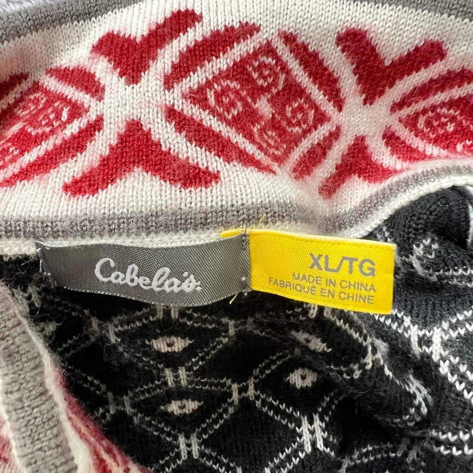 Cabela's Suéter Nórdico XL Cierres de Peltre Isla Justa Pullover Mezcla de Lana Otoño Tejido Foto 4 de 4