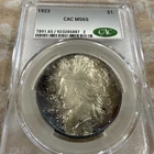 Beautifully Toned Obverse!!! 1923 Peace Silver Dollar CAC MS 65