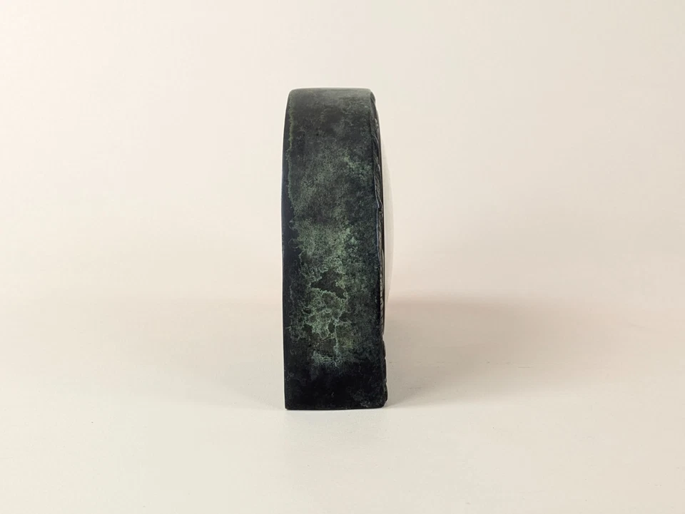 Pendule de Cheminée Art Nouveau en Bronze Massif Jugendstil patine vert de gris - Photo 3/4