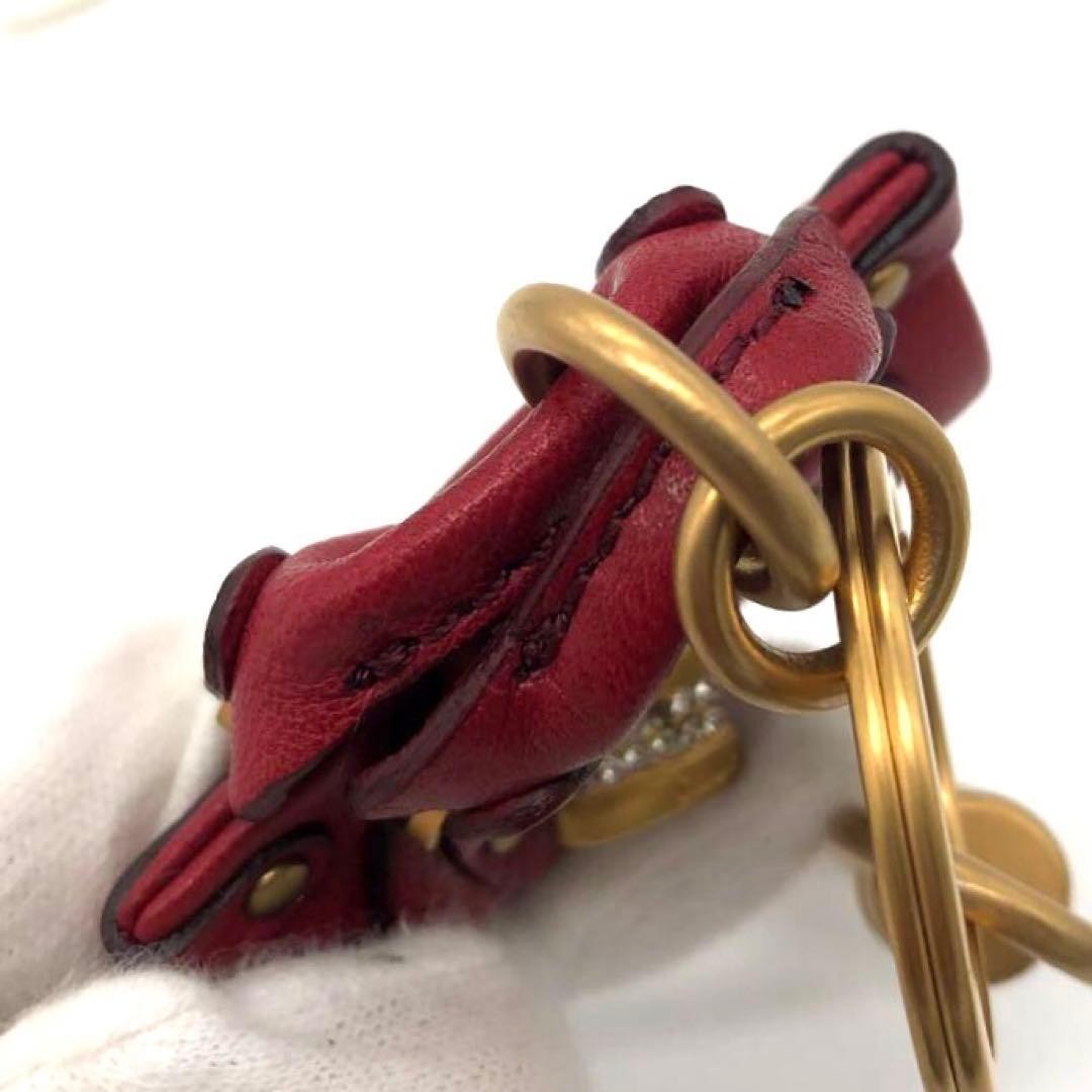 Chloe Paddington Key Holder Accessory Bag Charm Red Gold Used Good From Japan image 8