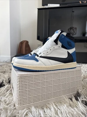 Jordan 1 Retro x Fragment Design x Travis Scott High Blue for Sale