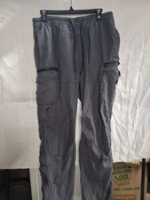 Aeropostale Cargo Pants M Mens Utility Active Slate Black Elastic Waist Baggy H2