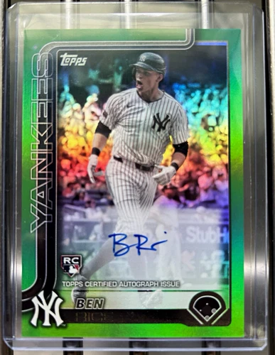 2025 Topps Series 1 Ben Rice RC Green Foil Auto /99 Yankees Rookie Auto 32/99
