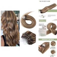 Micro Link Hair Extensions Human Hair Brown Blonde Micro Bead 16in