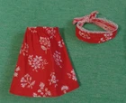 Vintage Barbie Clothes - MOD Era Barbie 7200 Red Print Skirt and Scarf
