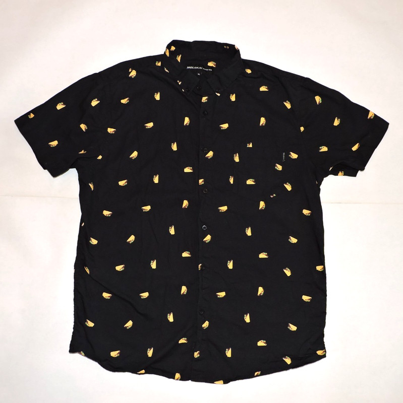 Molokai Surf Co. Mens Black Short Sleeve Taco Shirt XLarge