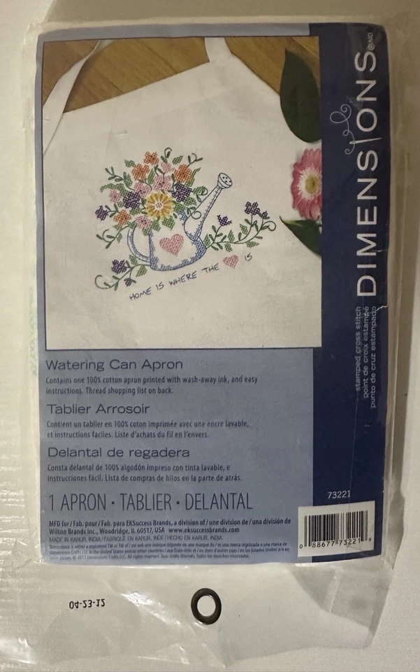 Dimensions Watering Can Cross Stitch Apron Kit Home Is Where the Heart Is New - Image 2 of 4