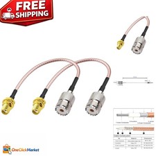 Durable SMA Female to UHF 6'' Connector Cables for Antenna Applications - 2 Pack