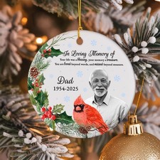Personalized Memorial Christmas Ornament with Photo, In Loving Memory Cardina...