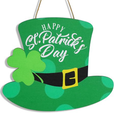 St. Patrick's Day Wreath with Shamrock and Green Hat Decoration