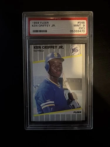 New Listing1989 FLEER KEN GRIFFEY JR. ROOKIE CARD RC #548 PSA 9 MINT OC