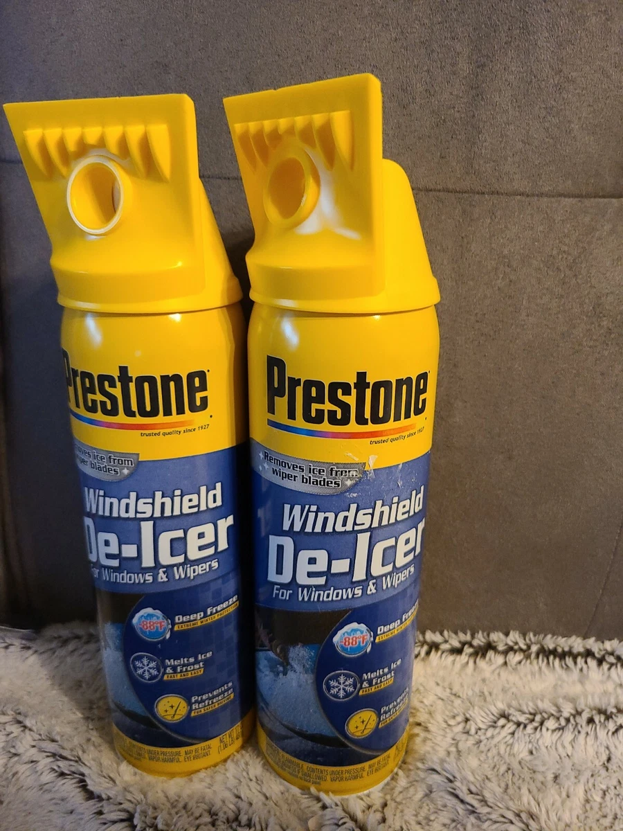 2x NEW PRESTONE WINDSHIELD DE-ICER SPRAY ICE REMOVER SCRAPER 17 OZ ea NEW