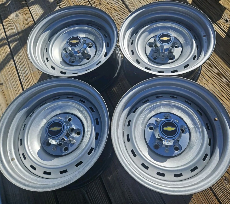 🔥🔥Set/4 Chevy 15 x7 C10 Silverado Rally Rims Wheels Truck Square Body ...