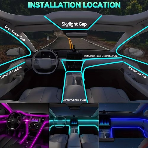 5M RGB Ambient Light USB Auto Console Air Outlet Car Interior Bar Neon LED Strip - Picture 11 of 14