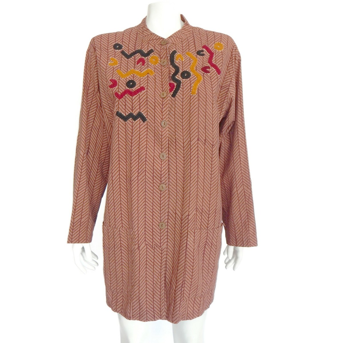brown block print dress BROWN BLOCK PRINTED AJRAKH DRESS-NFD60