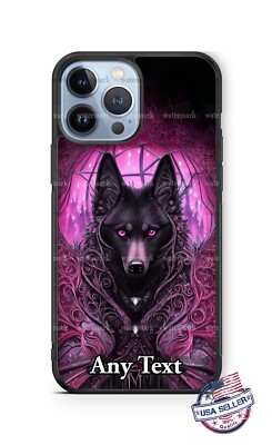 Mystical Black Wolf Purple eyes magic Personalized Phone Case for iPhone Samsung