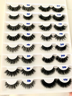 16 Pair 3D Natural Bushy Cross False Eyelashes Mink Hair Eye Lashes Black new
