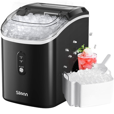 Nugget Ice Maker Countertop,  Chewable Pellet Ice Machine with Self-Cleanin Func