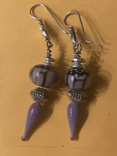 sterling silver Colored  jade & Agilite Dangling earrings