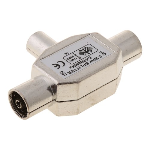 2 Way T Splitter1x Male to 2 x Female Metal COAX Coaxial TV Aerial Adapter - Imagen 3 de 10