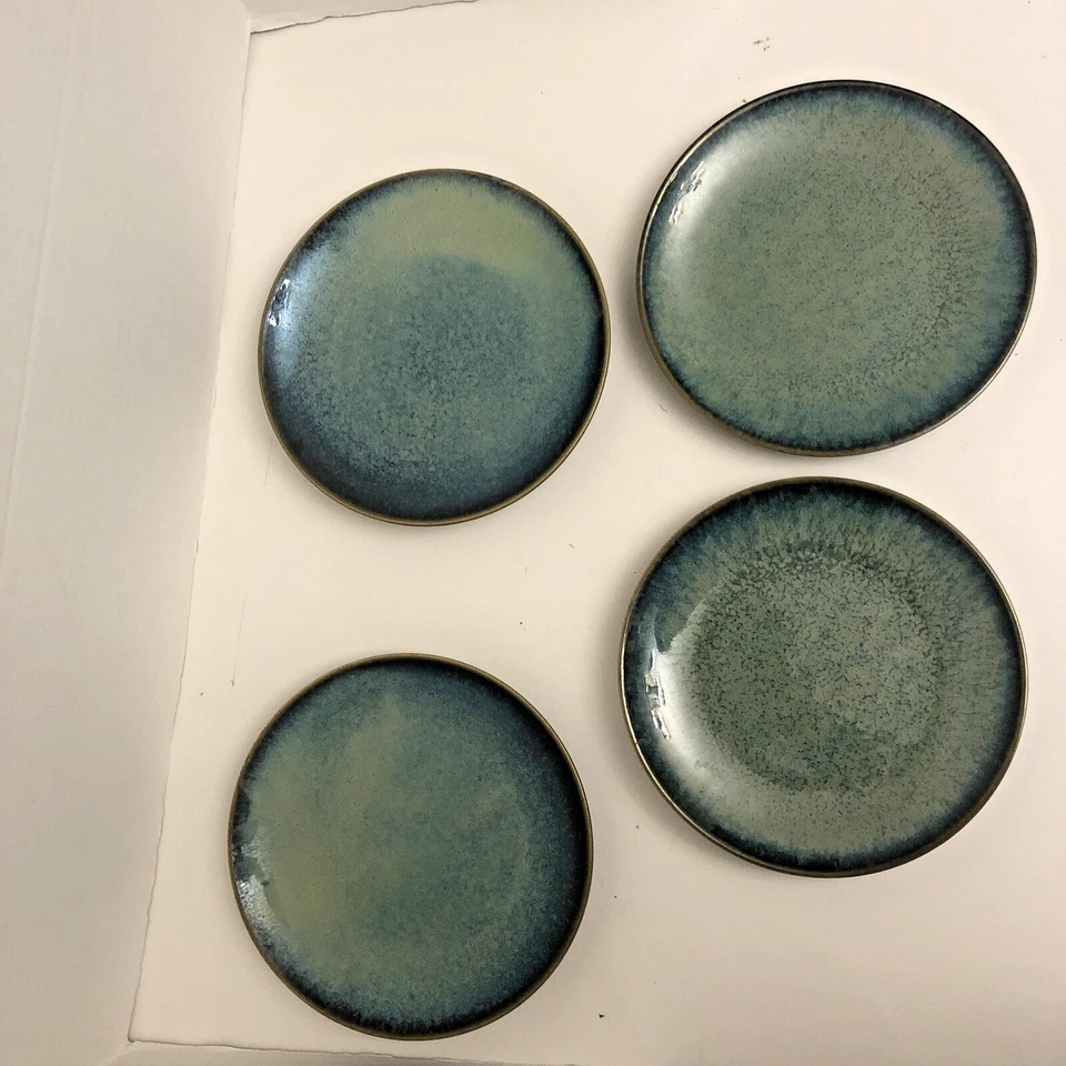 Platos de ensalada/postre de gres esmaltado reactivo Pier 1 azul Azzuro - Juego de 4 Foto 3 de 4