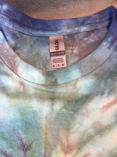 Gildan Heavy Cotton Green Blue And Yellow Spider Tie Dye T-Shirt Ex-Large XL - Picture 4 of 6