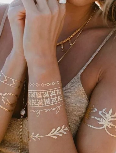 Tattoos Gold & Silver Temporary Metallic Tattoos by LuLu DK Love Story - Picture 4 of 6