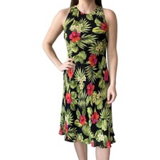 Lauren Ralph Lauren Silk Floral Tropical Midi Sleeveless Dress Size 4P Petite