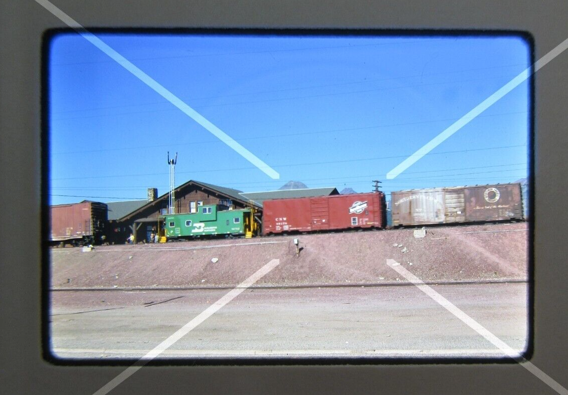 Original '74 Kodachrome Slide BN Burlington Northern Caboose & CNW