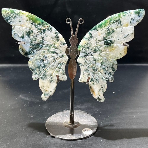 134G Natural Aquatic agate Quartz Crystal Hand carved Butterfly wings Healing - Picture 18 of 20
