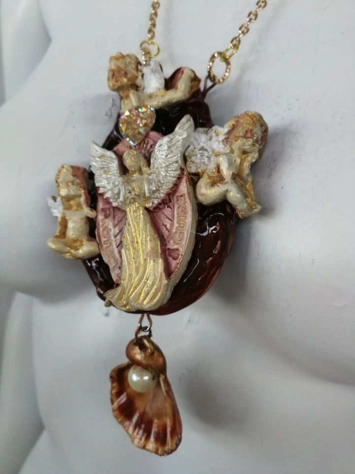 Colgante amuleto talismán diosa Madonna protector ángel guardián concha perla Foto 2 de 4