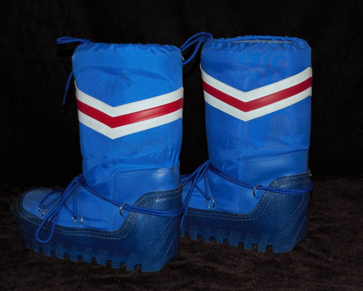 Vintage Lasco Moon Boots Blue White Red Laces 1980 Korea  display picture 1