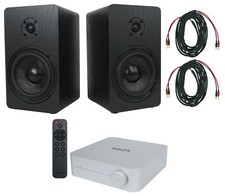 2 Rockville RockShelf 58B 360w Black 5.25" Bookshelf Speakers Bluetooth/Wifi Amp