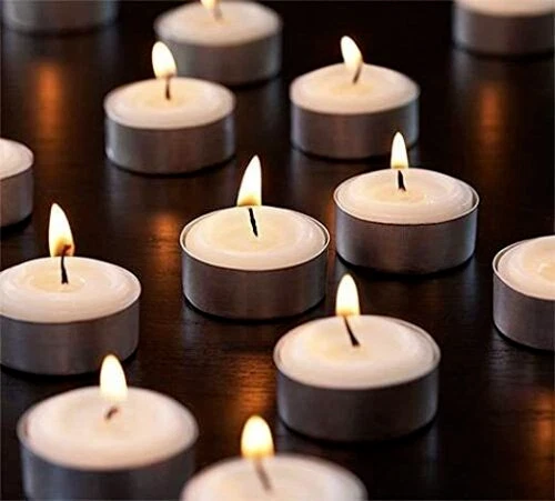 Luces de té velas de luz nocturna de 9 horas de duración sin perfume paquete de 50 velas de té de 9 horas Foto 2 de 4