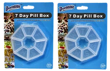 2 Pack Round 7-Day Pill Organizer – Weekly Medicine Dispenser for Travel & Home