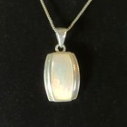 Sterling Silver 925 Necklace With Mother Of Pearl Pendant 22" Taiwan Vintage