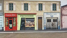 7 Commerces Urbains 1/43°, Patisserie, Livres, Garages Cycles, etc . Kit Papier