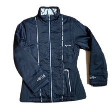 Sportalm Ski Snow Jacket Coat Black Stitched Embroidered Mock Neck Sz 38